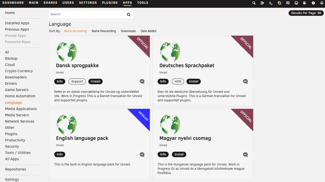 Langues - Applications communautaires